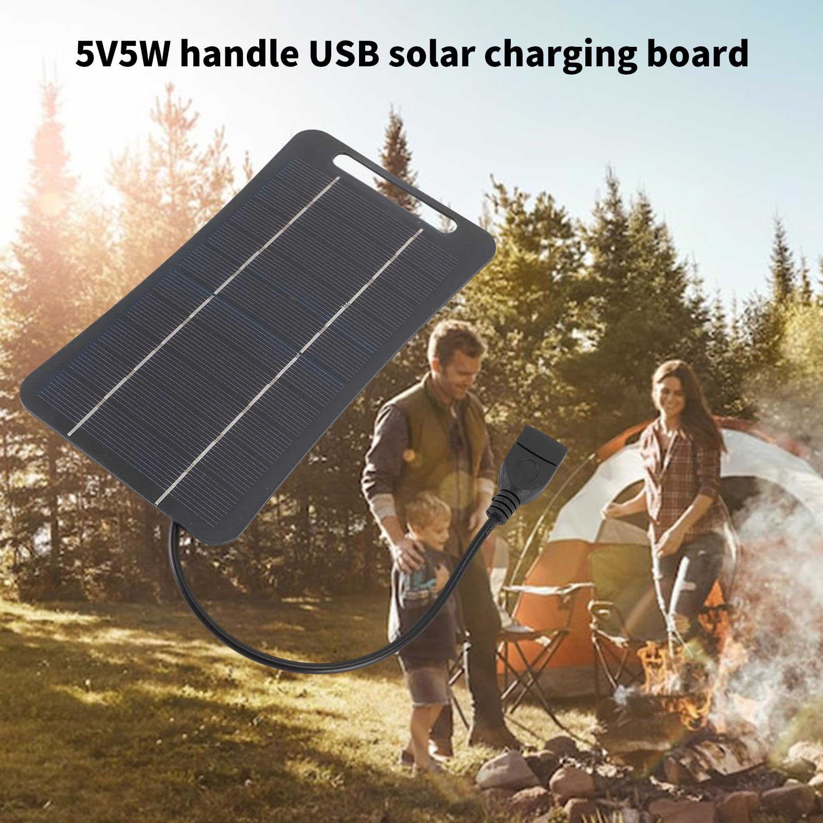 Amazon | ポータブル5W 5VソーラーUSB充電ソーラーパネルキャンプ